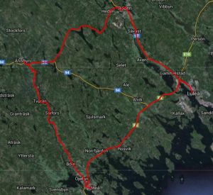 e-GRANDPRIX Nordic (Februarirundan) karta över vägsträckningen för tävlingen.