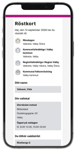 Bilden visar hur ett digitalt röstkort ser ut