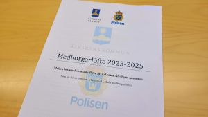 Dokumentet Medborgarlöfte 2023-2025 med Älvsbyns kommuns och Polisens loggor.