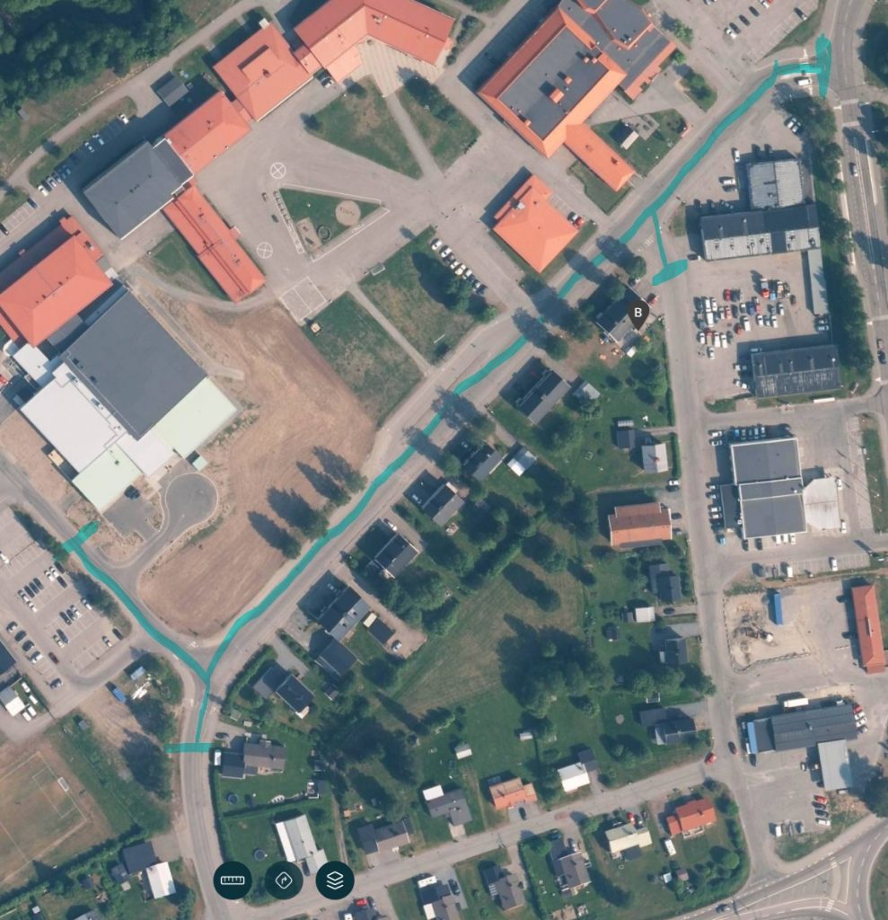Bild på en karta över Medborgatan med blått streck.