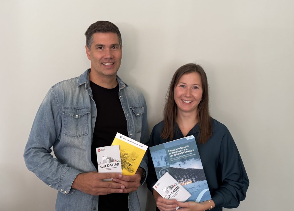 Bilden visar Stefan Nilsson, risk och säkerhetssamordnare och Filippa Ekroth energi- och klimatrådgivare.