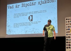 Pontus “Riktiga Pontus” Johansson som föreläste om sitt liv med bipolär sjukdom typ 2 och ADHD.