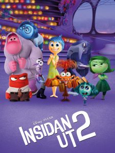 Bilden visar en affisch på bion Insidan ut 2, en samling av de personifierade färgglada känslorna