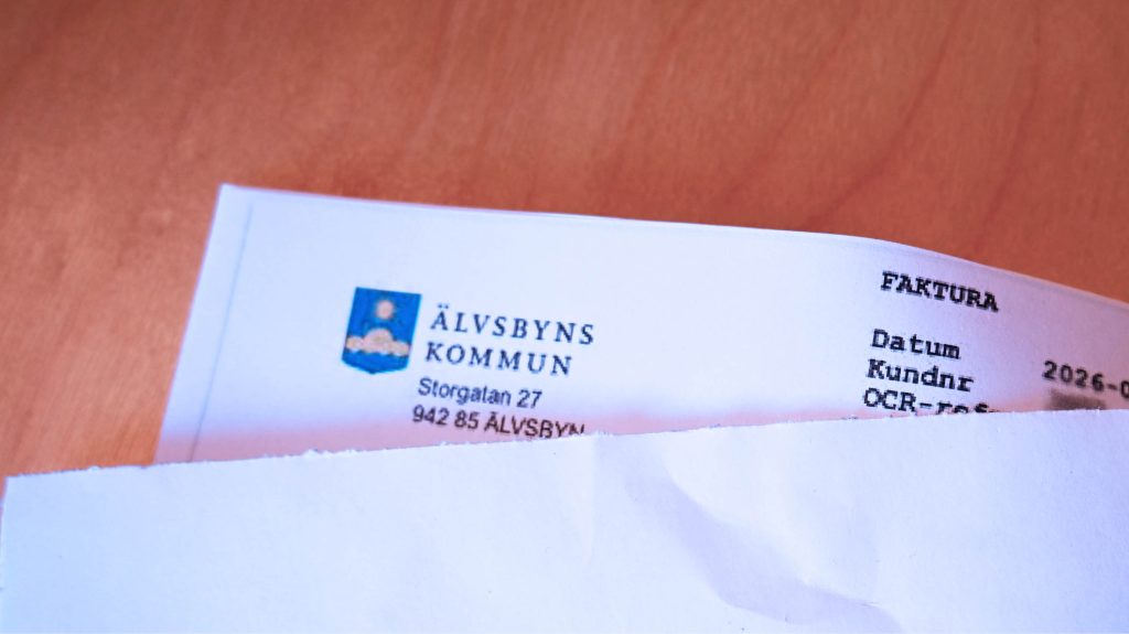 bilden visar en faktura från Älvsbyns kommun