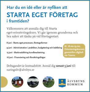 Bild på annons med text om kursen.