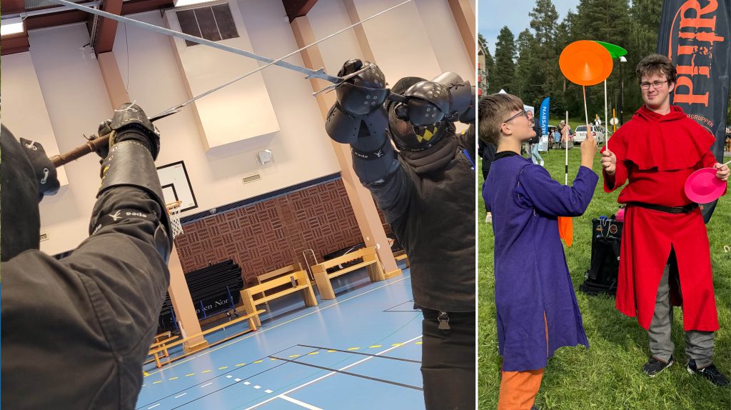 Bild som visar fäktning och jonglering.