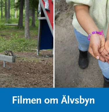 Tjej som håller i en nyckelpiga och en tjej som balanserar.